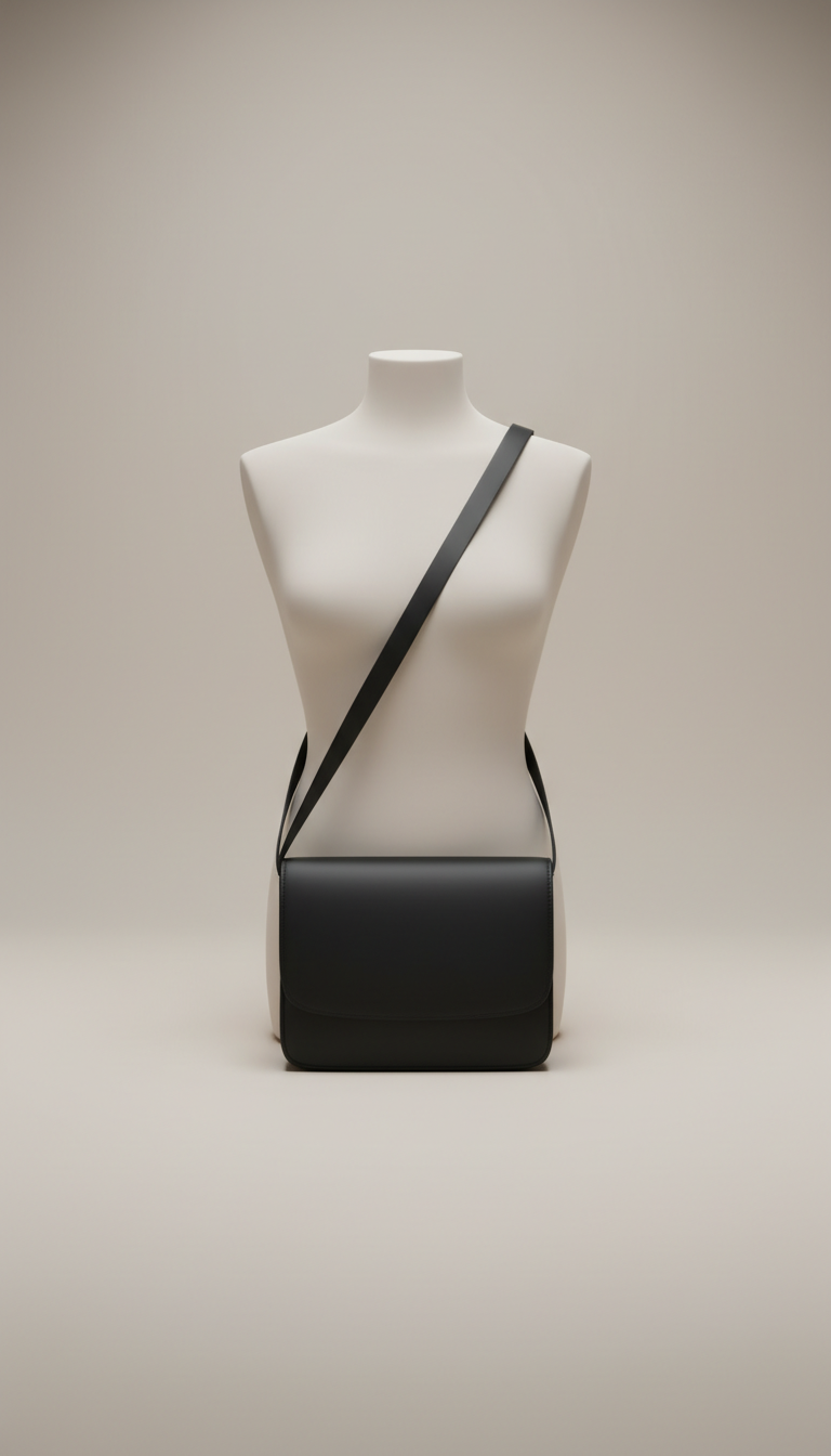 Minimal Deep Black Crossbody Bag